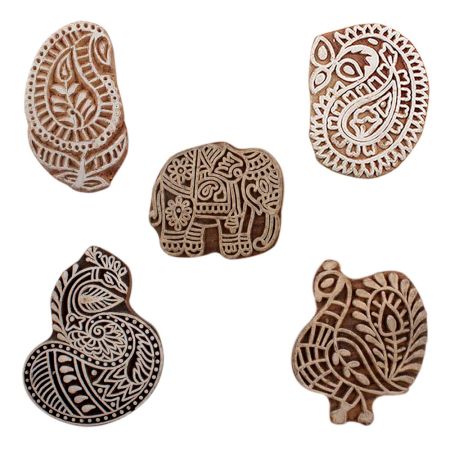 Set of 5 Piece New Mix Wooden Printing Blocks